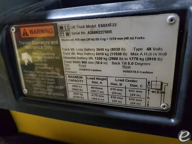 2017 Hyster E60XN Electric Forklift - 123Forklift