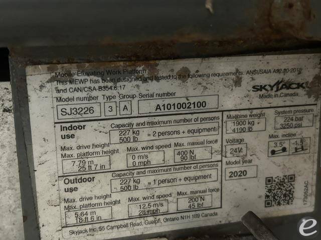 2020 Skyjack SJ3226