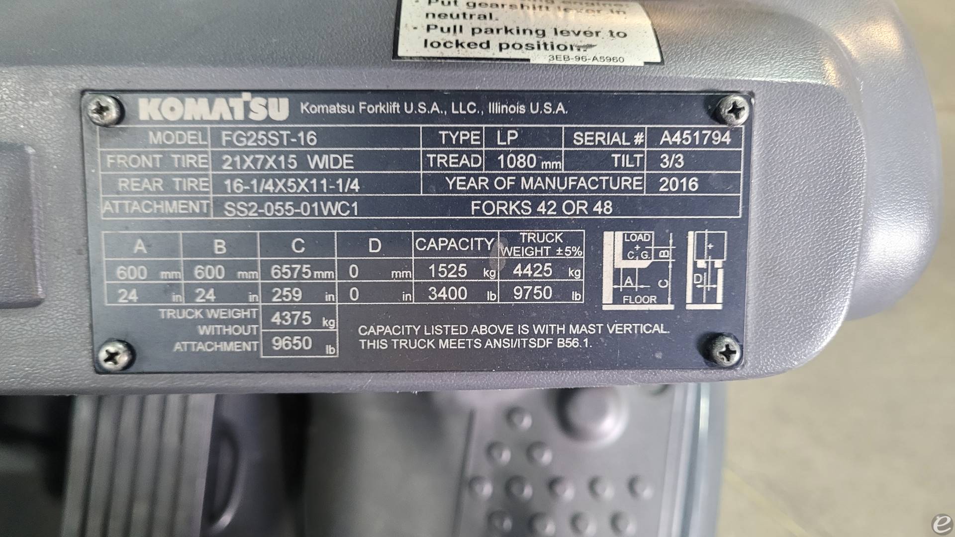 2016 Komatsu FG25ST-16