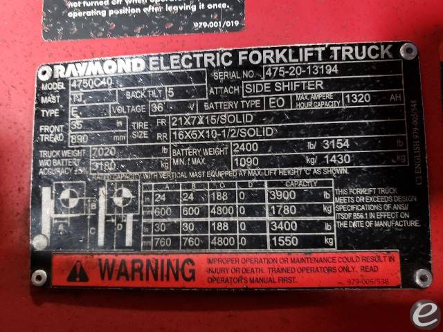 2020 Raymond 4750C40