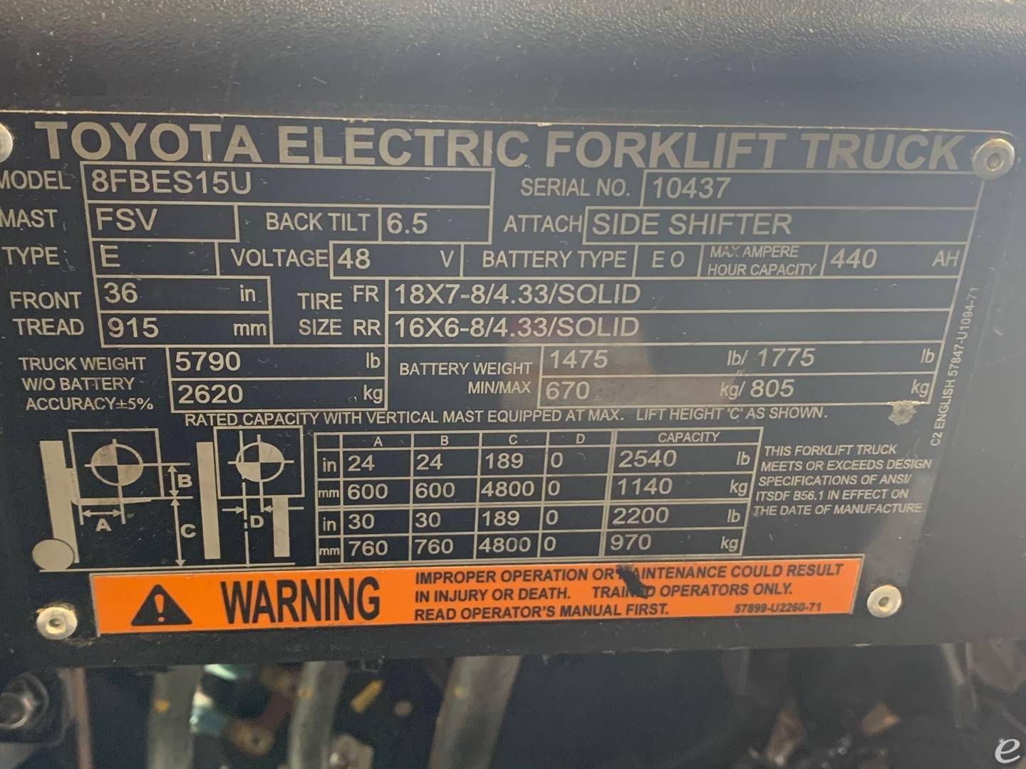 2018 Toyota 8FBES15U Electric Forklift - 123Forklift