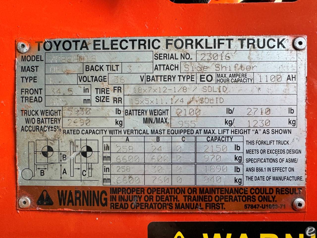 2013 Toyota 7FBEHU18 Electric 3 Wheel Forklift - 123Forklift