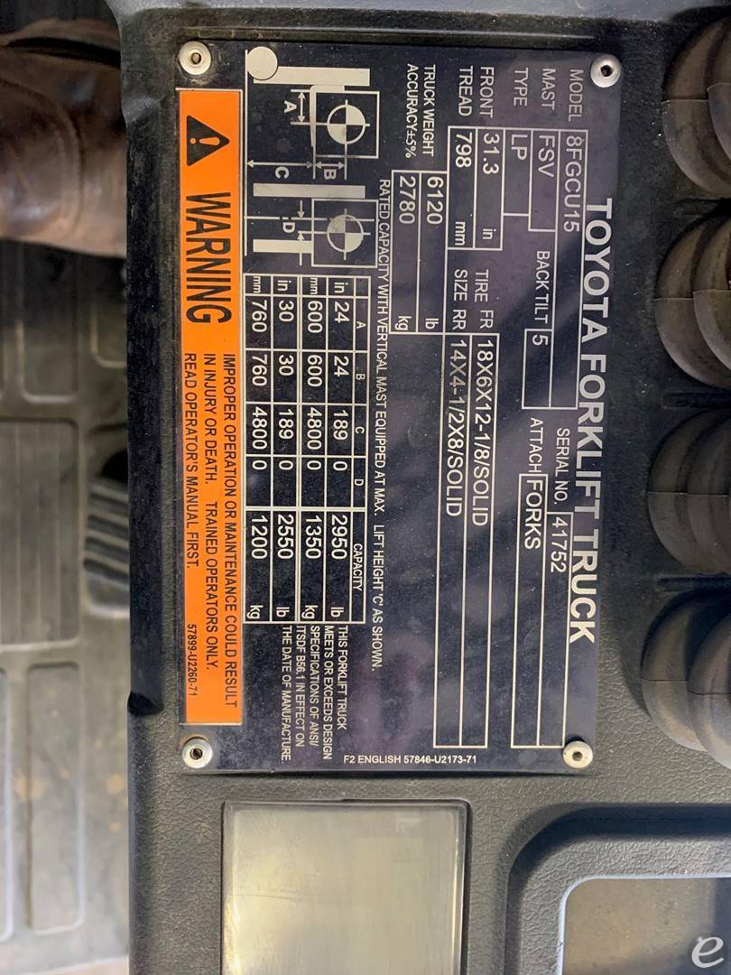 2019 Toyota 8FGCU15 LP Gas Forklift - 123Forklift