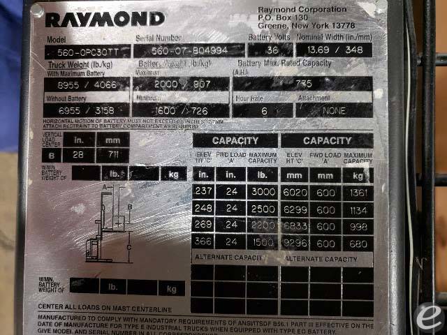 2007 Raymond 560-OPC30TT Electric Order Picker - 123Forklift