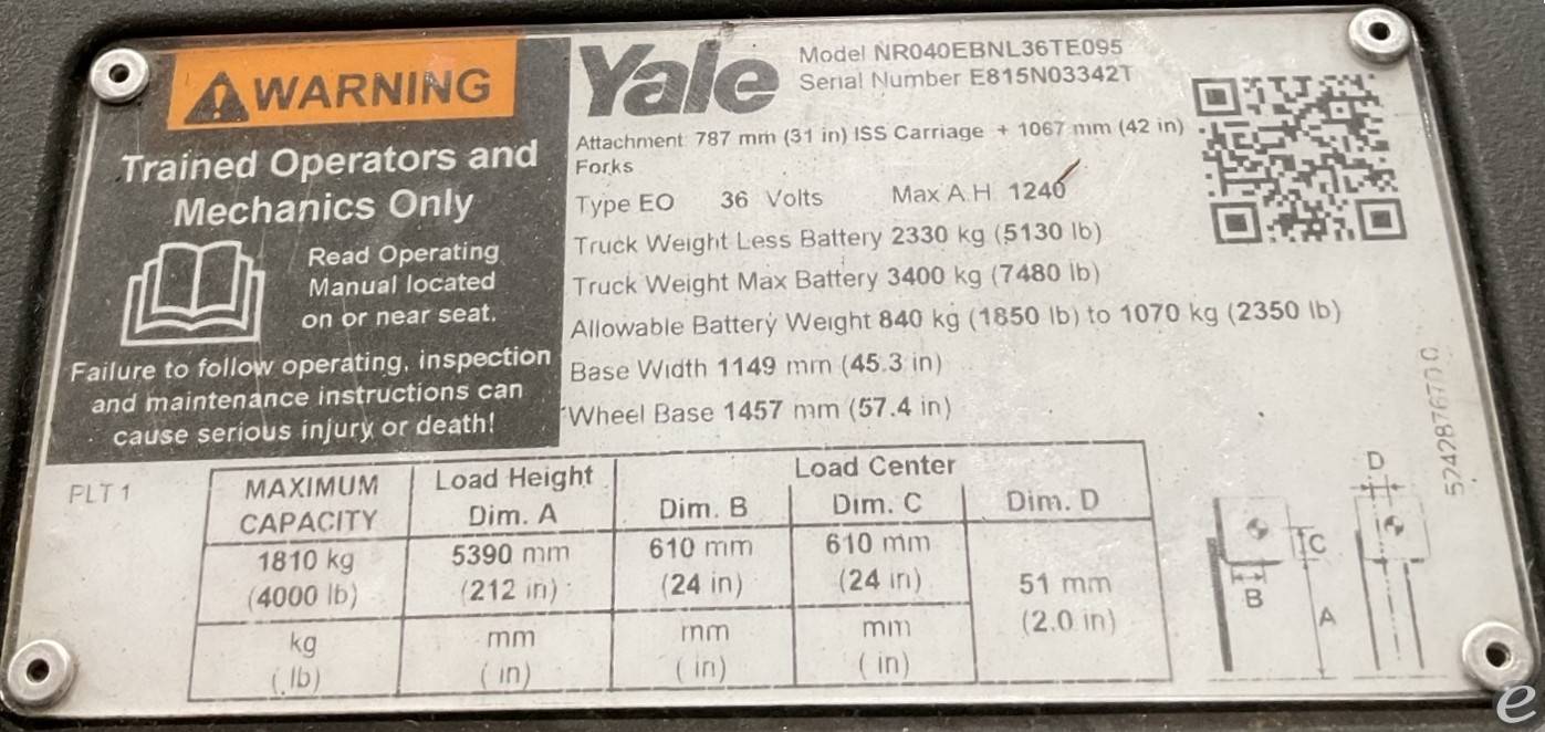 2019 Yale NR040EB