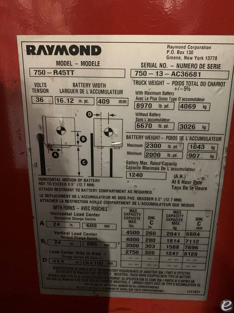 2013 Raymond 750-R45TT Electric Reach Truck - 123Forklift