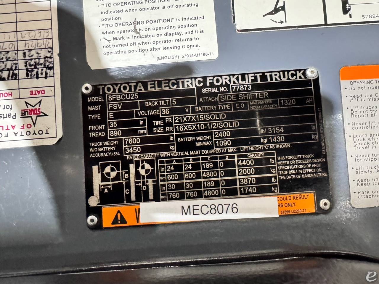 2018 Toyota 8FBCU25 Electric Forklift - 123Forklift