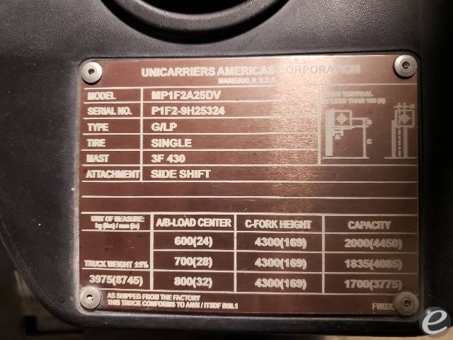 2019 Unicarriers MP1F2A25DV