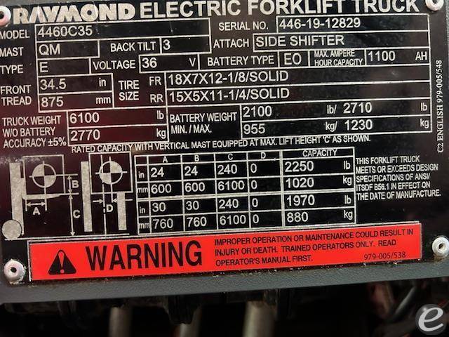 2019 Raymond 4460C35 Electric Forklift - 123Forklift