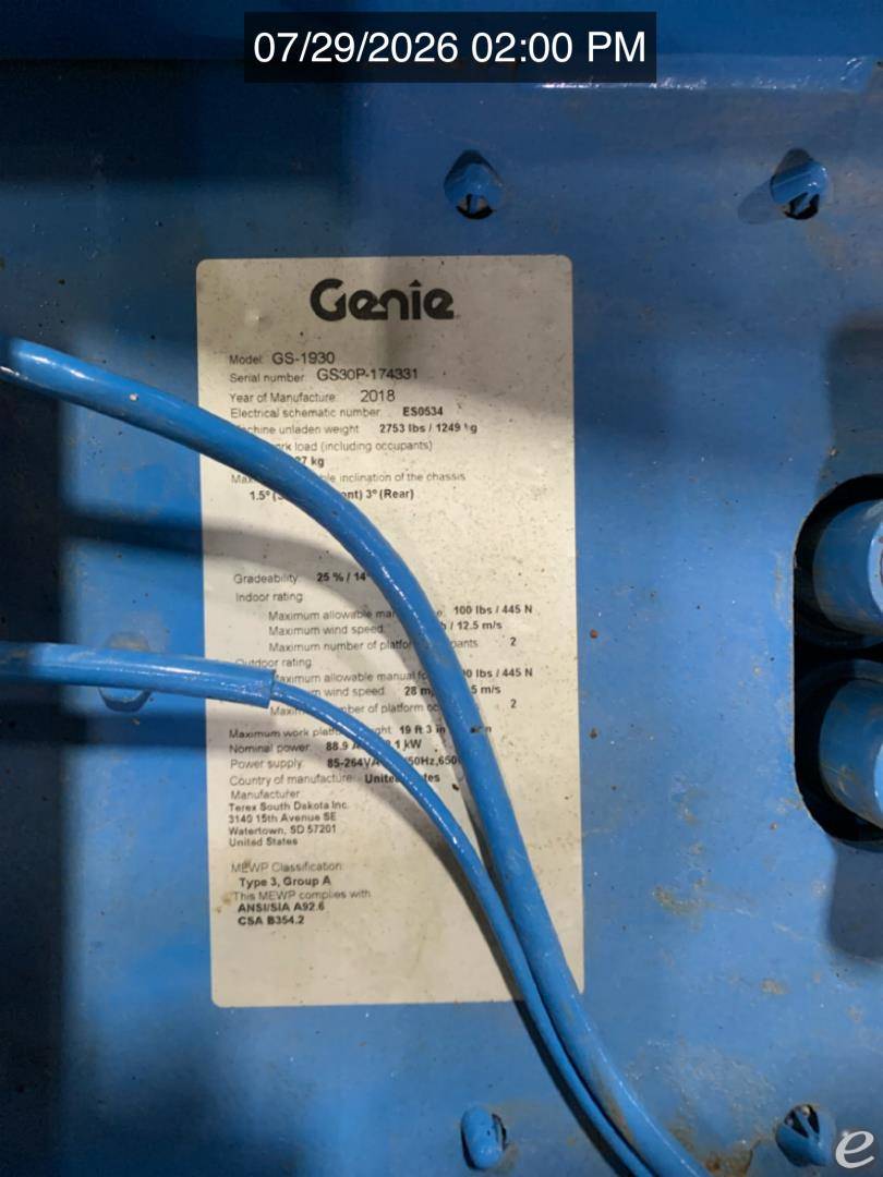 2018 Genie GS-1930