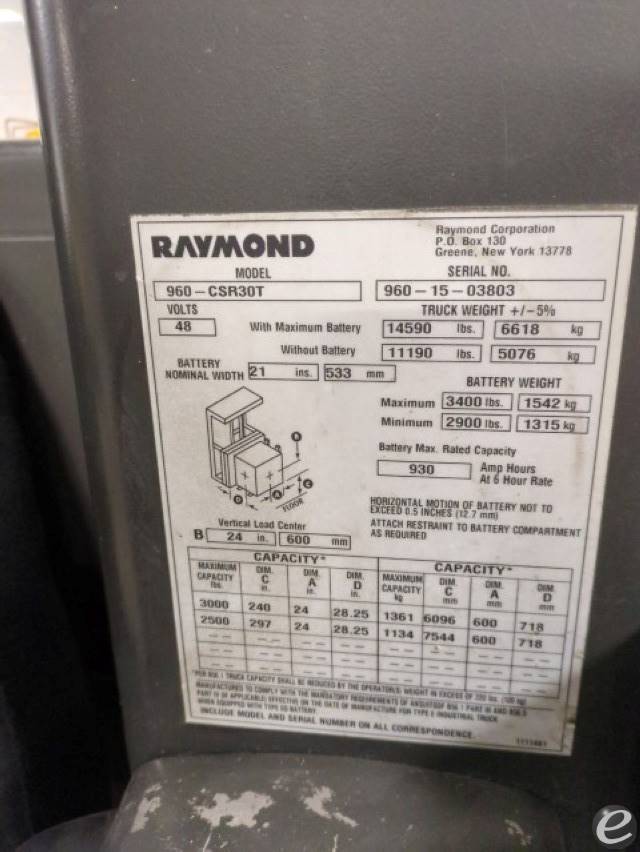 2015 Raymond 960-CSR30T