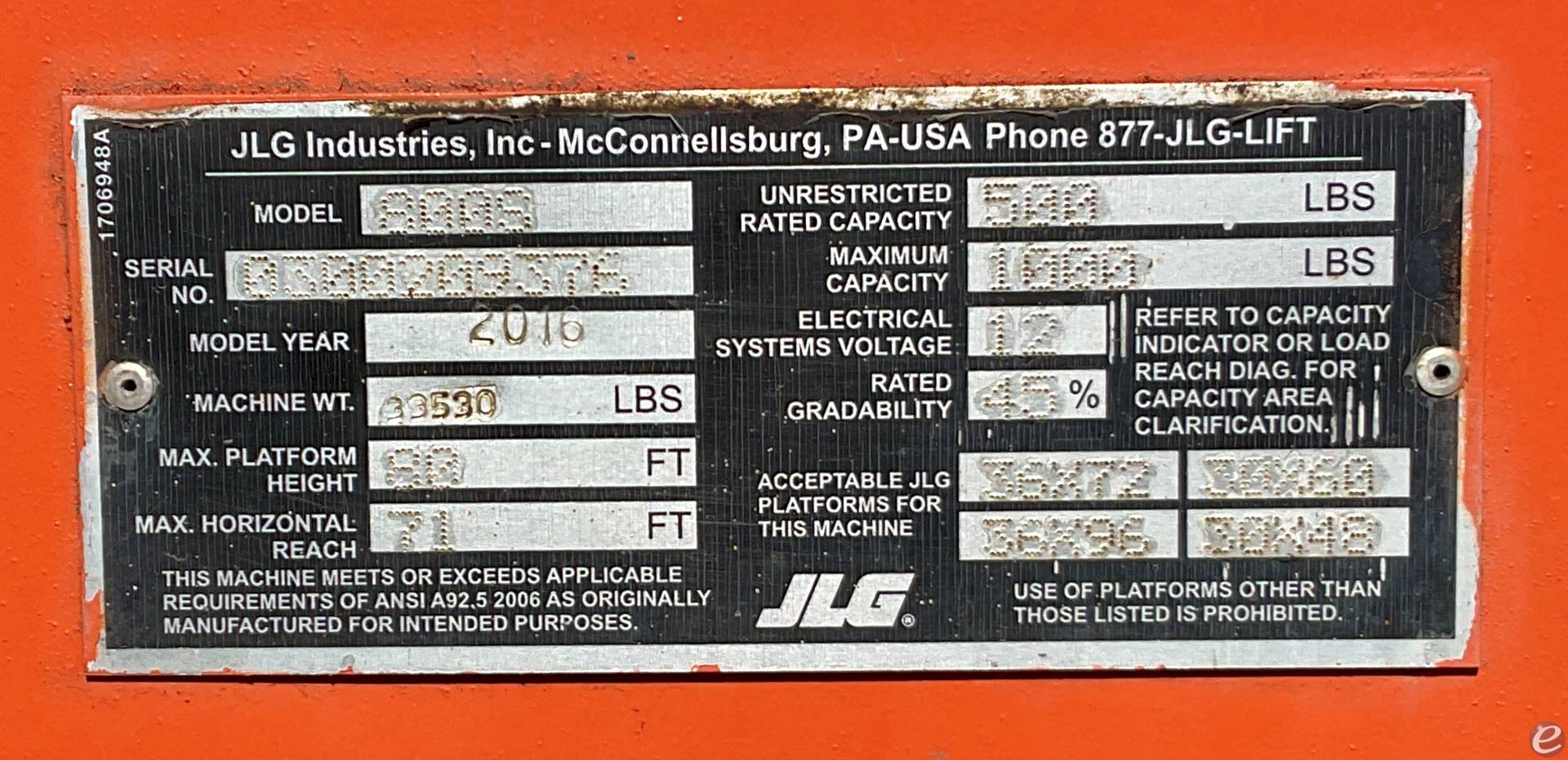 2016 JLG 800S