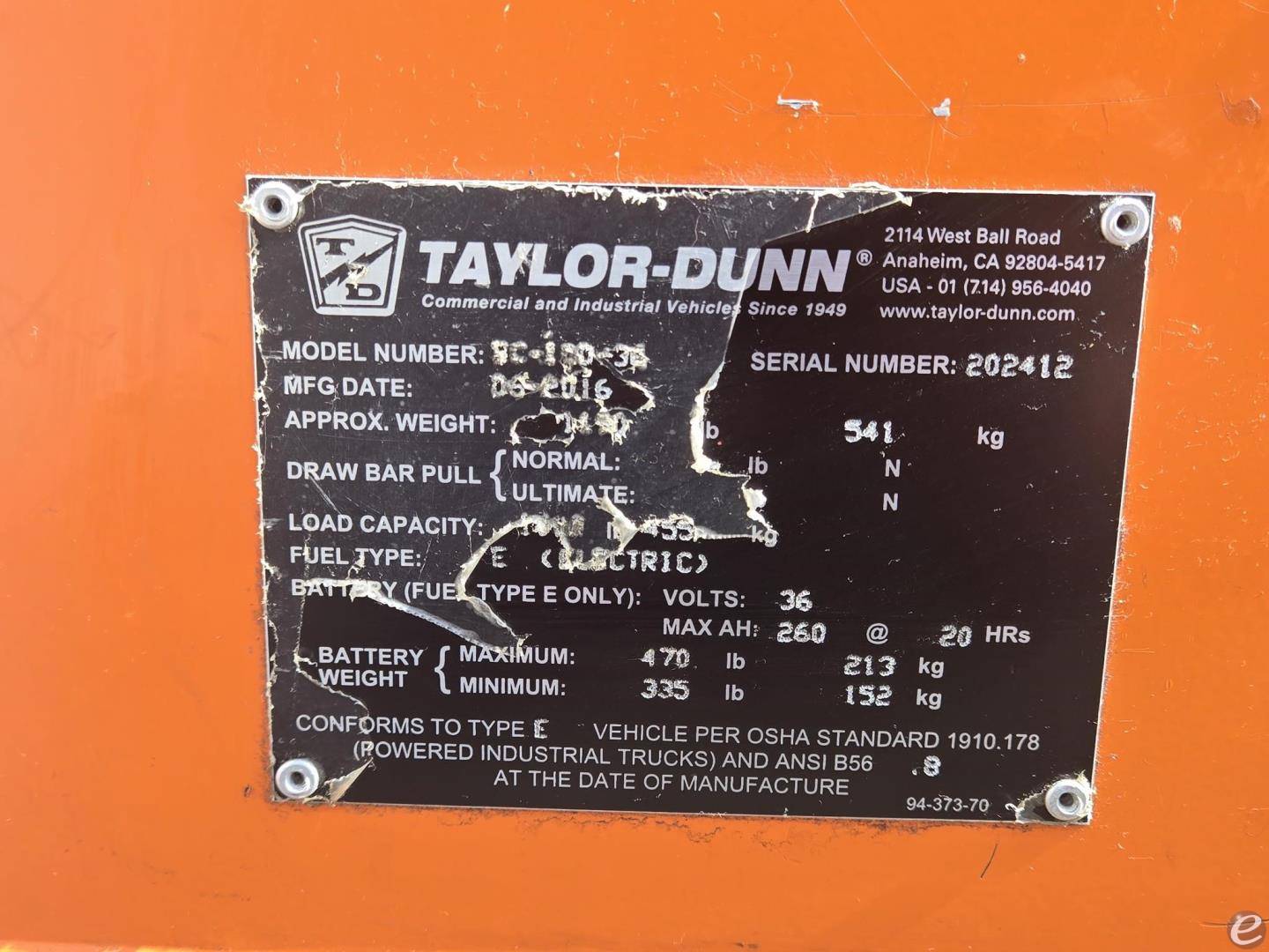2016 Taylor Dunn SC1-00-36V