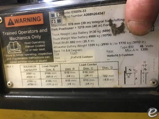 2019 Hyster E50XN Electric Forklift - 123Forklift