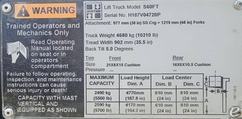 2016 Hyster S60FT LP Gas Forklift - 123Forklift