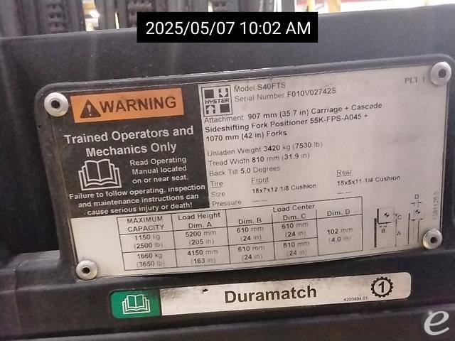 2018 Hyster S40FTS