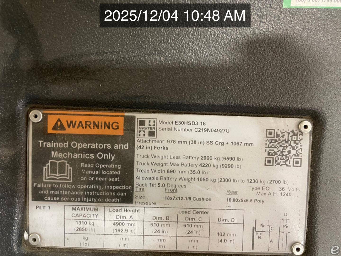 2020 Hyster E30HSD3
