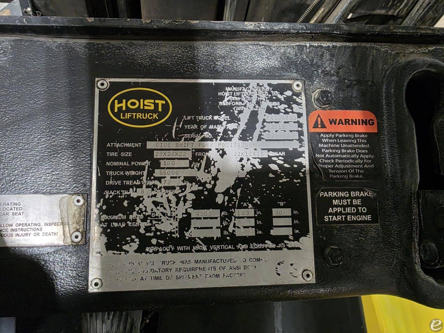 2012 Hoist Liftruck F450AT30