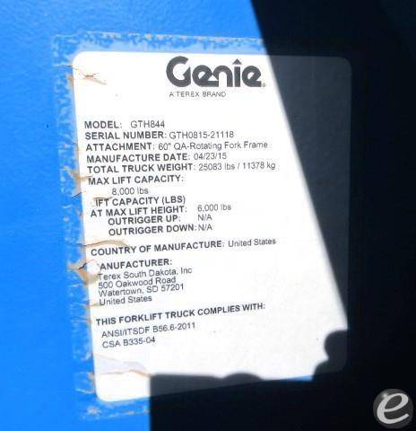 2015 Genie GTH844