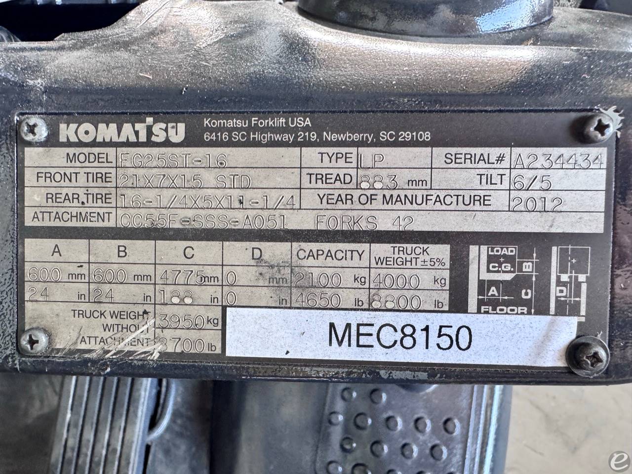 2012 Komatsu FG25ST-16