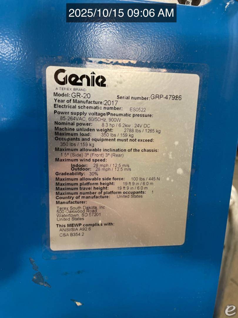 2017 Genie GR-20