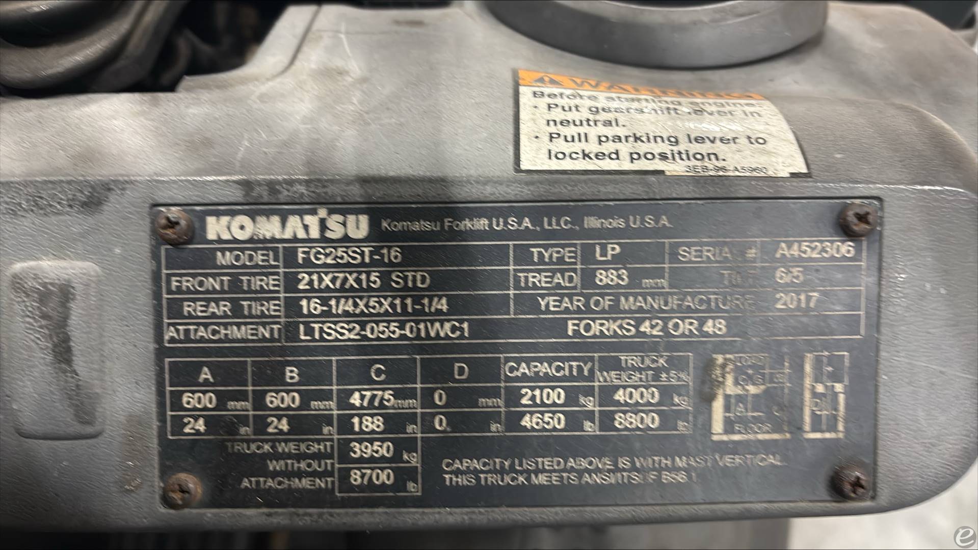 2017 Komatsu FG25ST-16