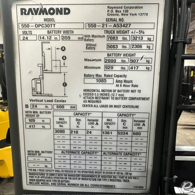 2021 Raymond 550-OPC30TT