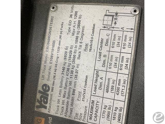 2004 Yale ERC040RG Electric Forklif...