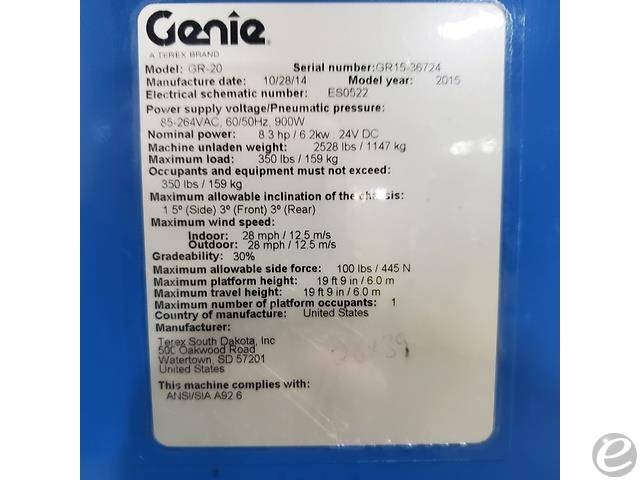 2015 Genie GR-20 Electric Scissor Lift - 123Forklift