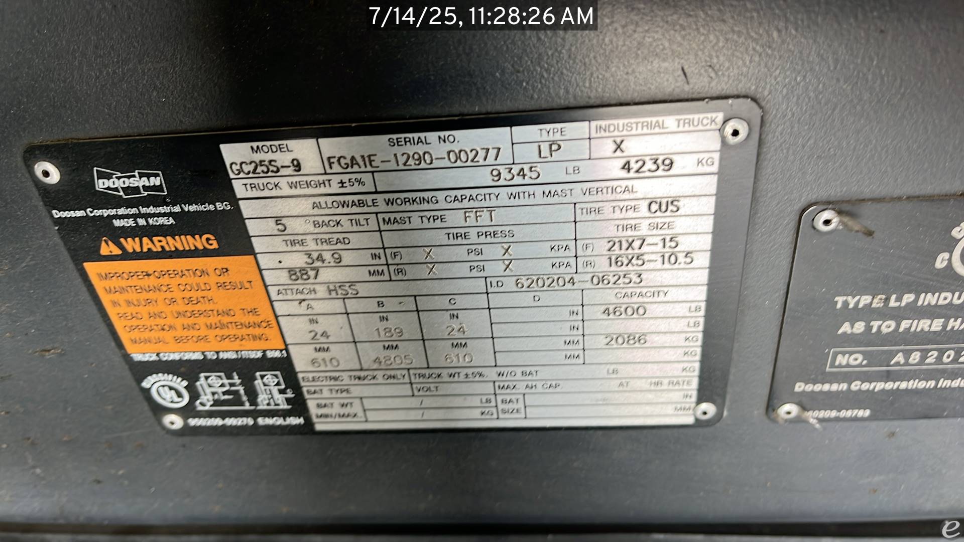 2020 Doosan GC25S-9