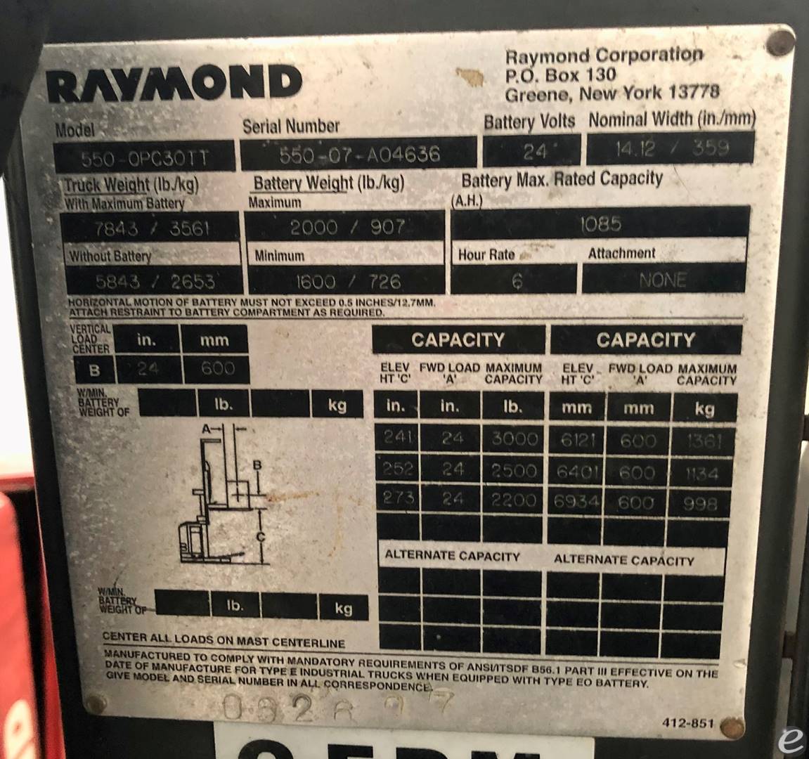2007 Raymond 550-0PC30TT