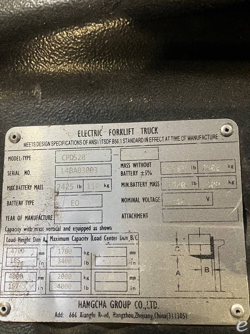 2021 Hangcha FBT20LI