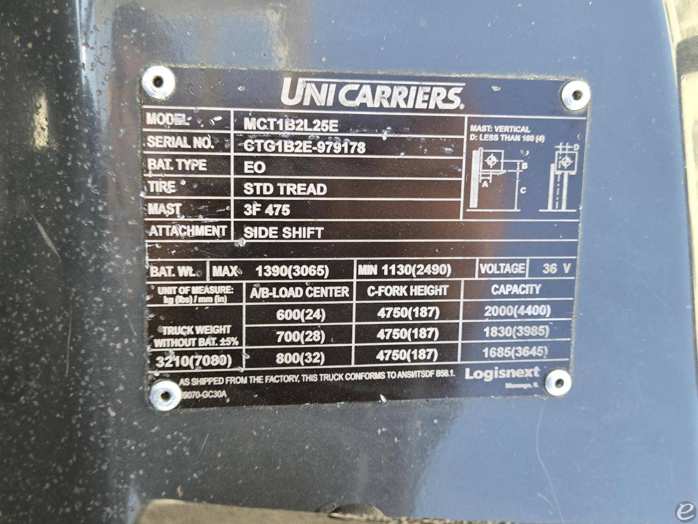 2022 Unicarriers MCT1B2L25E