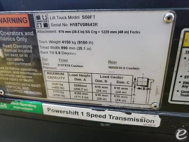 2017 Hyster S50FT LP Gas Forklift - 123Forklift
