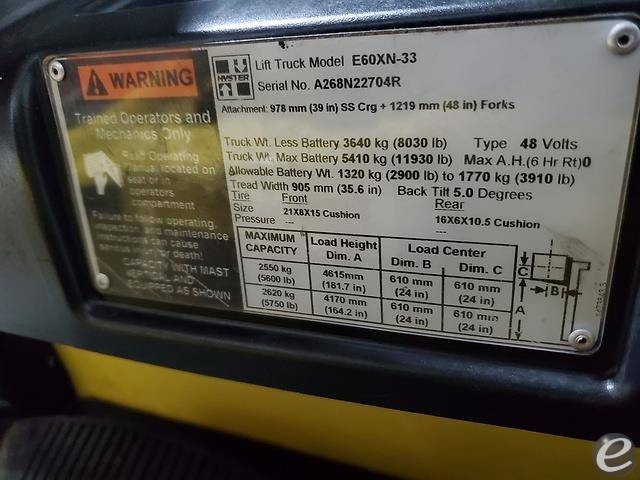 2017 Hyster E60XN Electric Forklift - 123Forklift