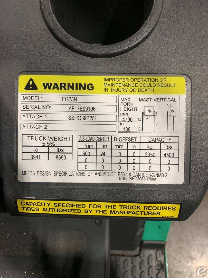2021 Mitsubishi FG25N5 LP Gas Forkl...