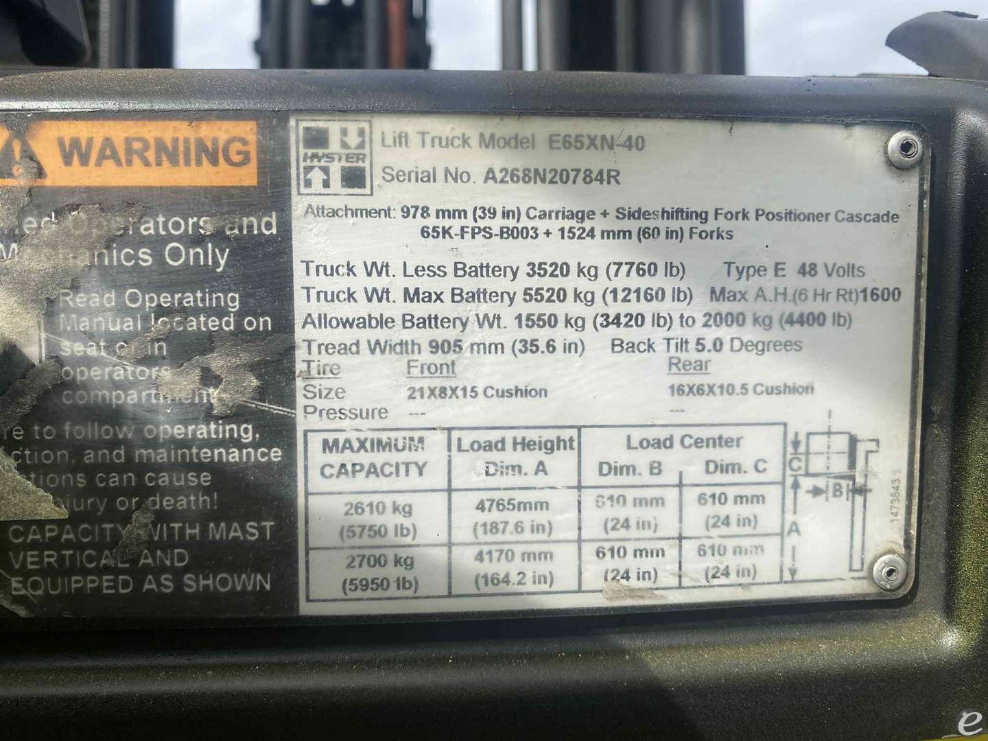 2017 Hyster E65XN