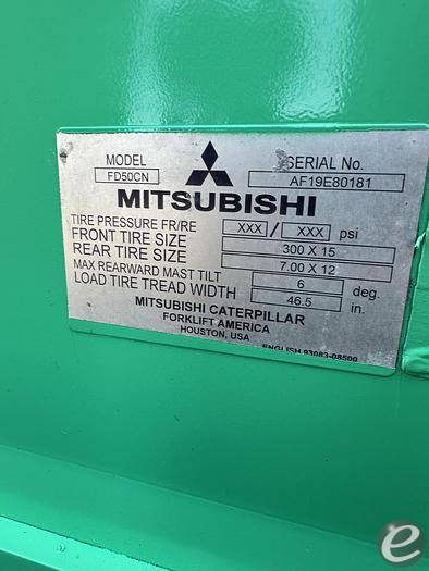 2019 Mitsubishi FD50CN Pneumatic Tire Forklift - 123Forklift