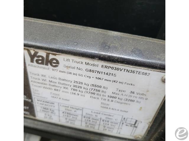2018 Yale ERP030VT Electric Forklift - 123Forklift