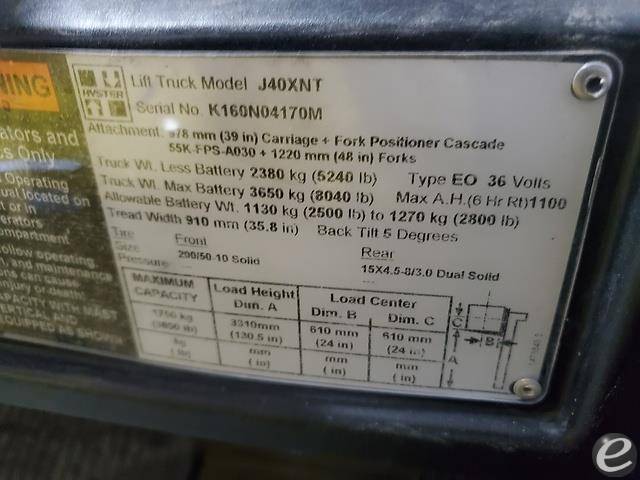 2014 Hyster J40XNT Electric Forklift - 123Forklift