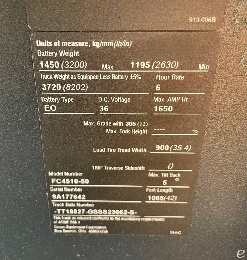 2011 Crown FC4510-50 Electric Forkl...