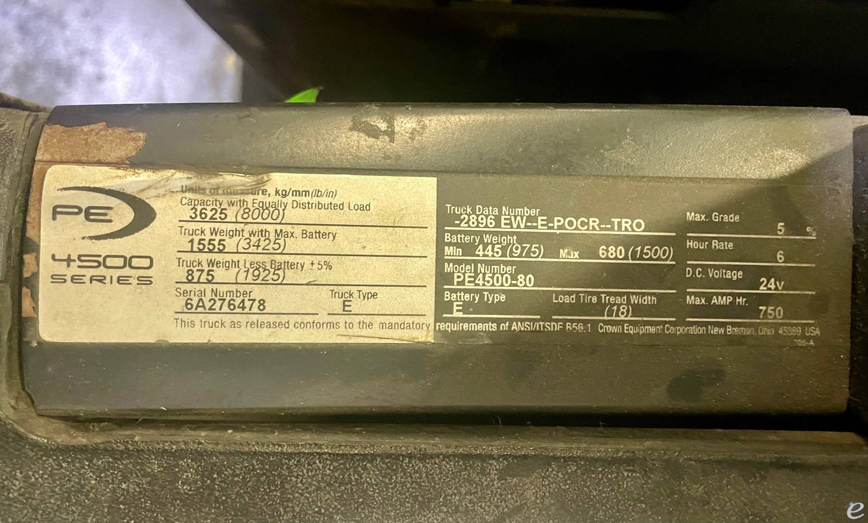 2010 Crown PE4500-80 Electric Forkl...