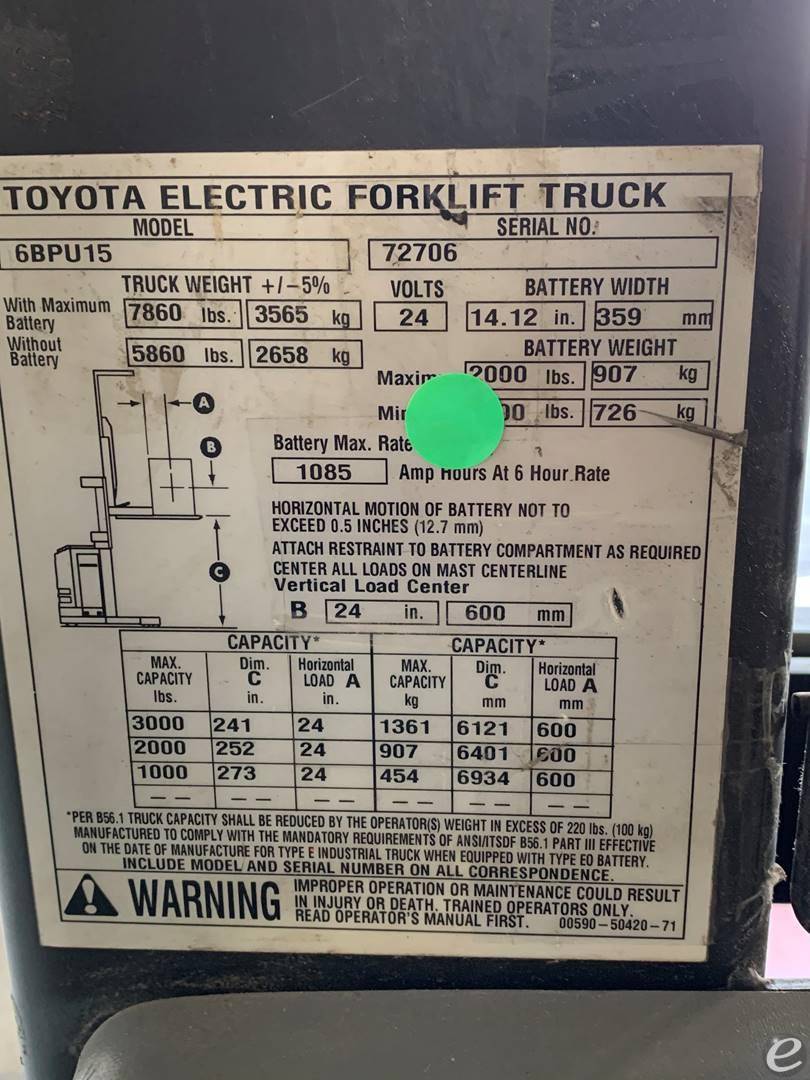 2013 Toyota 6BPU15 Electric Order Picker - 123Forklift