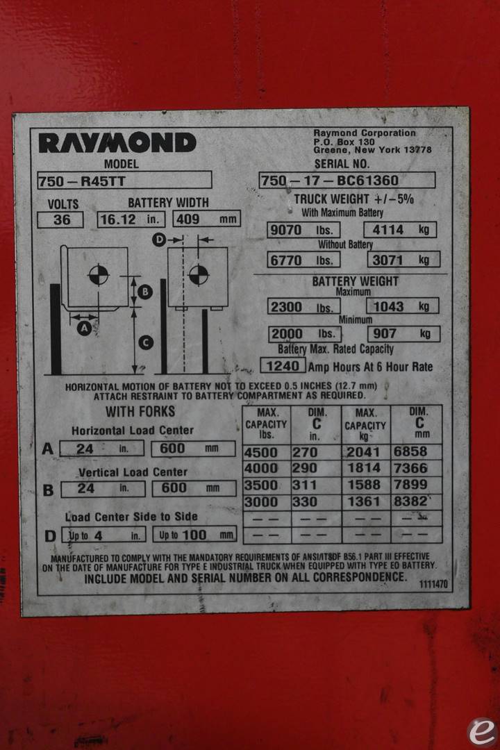 2017 Raymond 750-R45TT