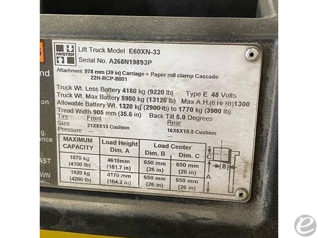 2016 Hyster E60XN Electric Forklift - 123Forklift