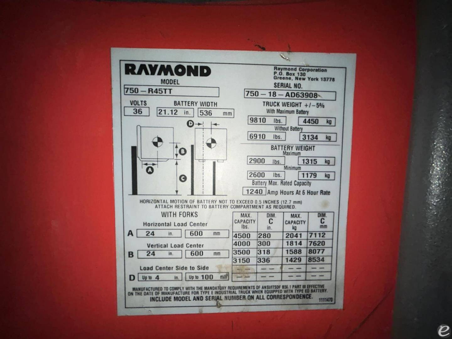 2018 Raymond 750R45TT