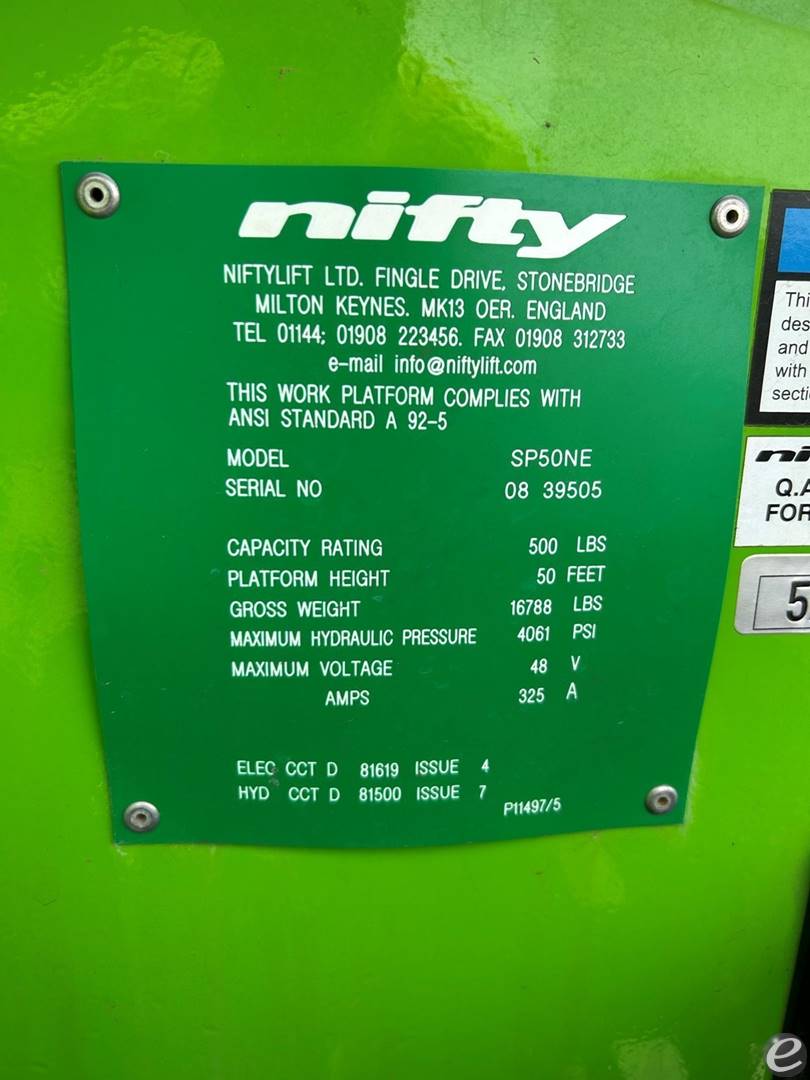 2018 NiftyLift SP50NE