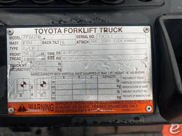 2011 Toyota 7FGU70 LP Gas Forklift - 123Forklift
