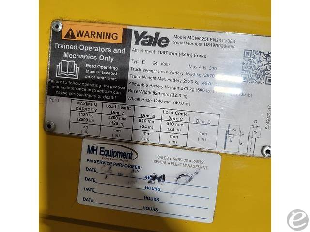2021 Yale MCW025-E Electric Forklift - 123Forklift