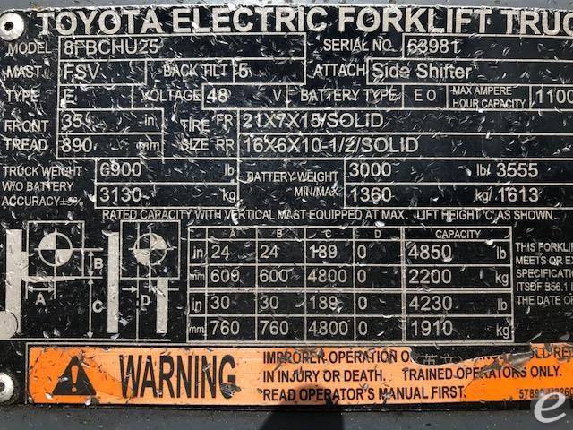 2016 Toyota 8FBCHU25 Electric Forklift - 123Forklift